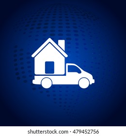 Flat paper cut style icon of vehicle. Delivery car symbol vector illustration
