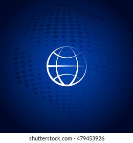 Flat paper cut style icon of globe. Vector illustration