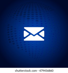 Flat paper cut style icon of envelope. E-mail symbol