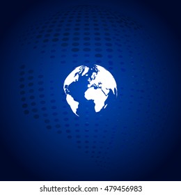 Flat paper cut style icon of globe. Vector illustration