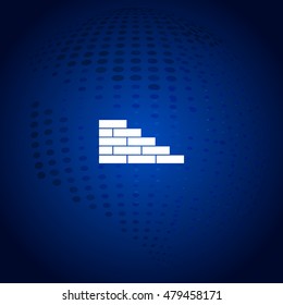 Flat paper cut style icon of brickwork fragment. Vector illustration