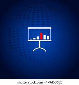 Flat paper cut style icon of a presentation stand. Vector illustration