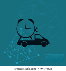 Flat paper cut style icon of vehicle. Delivery car symbol vector illustration
