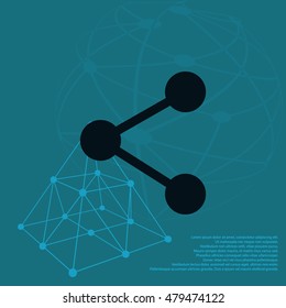 Flat paper cut style icon of share. Vector illustration