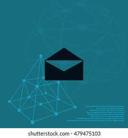 Flat paper cut style icon of envelope. E-mail symbol