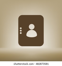 Flat paper cut style icon of an address book. Vector illustration