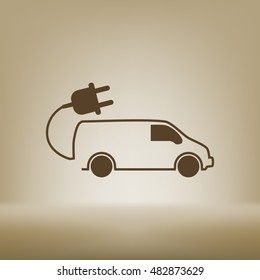 Flat paper cut style icon of an eco car. Vector illustration