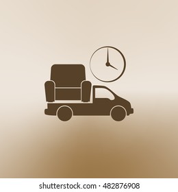 Flat paper cut style icon of vehicle. Delivery car symbol vector illustration