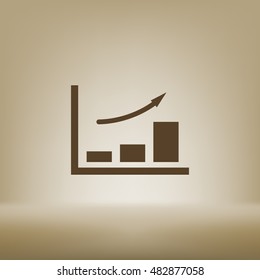 Flat paper cut style icon of a diagram. Vector illustration