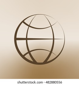 Flat paper cut style icon of globe. Vector illustration