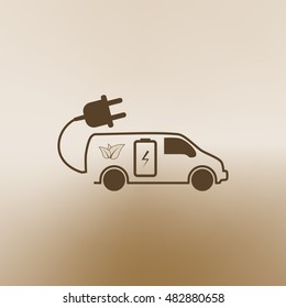 Flat paper cut style icon of an eco car. Vector illustration