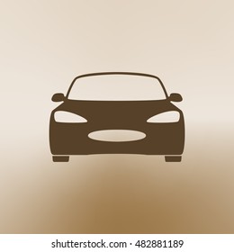 Flat paper cut style icon of a car. Vector illustration