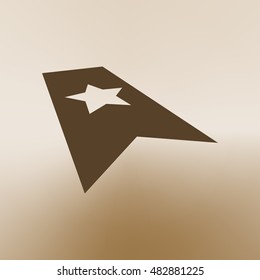 Flat paper cut style icon of web bookmark. Vector illustration