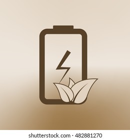Flat paper cut style icon of eco friendly battery. Vector illustration