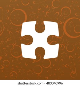 Flat paper cut style icon of puzzle part