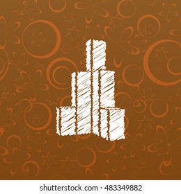 Flat paper cut style icon of sketchy building vector illustration