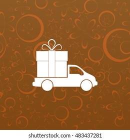 Flat paper cut style icon of vehicle. Delivery car symbol vector illustration