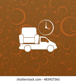Flat paper cut style icon of vehicle. Delivery car symbol vector illustration