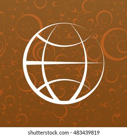 Flat paper cut style icon of globe. Vector illustration