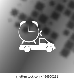 Flat paper cut style icon of vehicle. Delivery car symbol vector illustration
