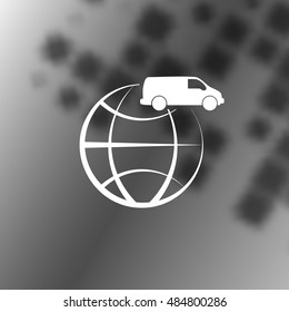 Flat paper cut style icon of vehicle. Delivery car symbol vector illustration