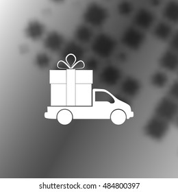 Flat paper cut style icon of vehicle. Delivery car symbol vector illustration