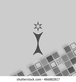 Flat paper cut style icon of trophy and award. Vector illustration
