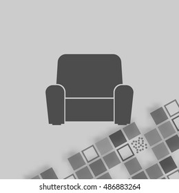Flat paper cut style icon of furniture. Vector illustration