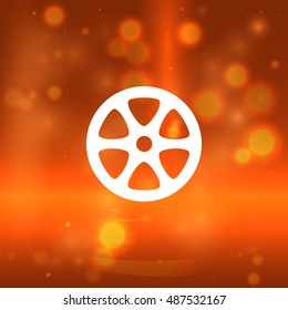 Flat paper cut style icon of old tape spool. Vector illustration