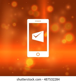 Flat paper cut style icon of Short Message. Vector illustration