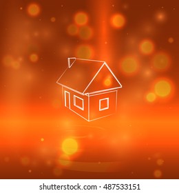 Flat paper cut style icon of house model vector illustration