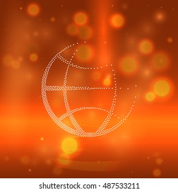 Flat paper cut style icon of globe. Vector illustration