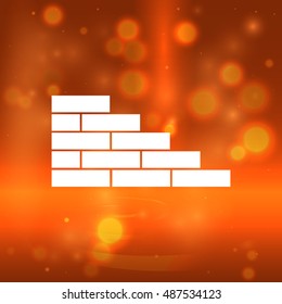 Flat paper cut style icon of brickwork fragment. Vector illustration