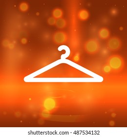 Flat paper cut style icon of hanger. Vector illustration