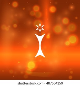 Flat paper cut style icon of trophy and award. Vector illustration