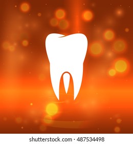 Flat paper cut style icon of tooth. Dentistry symbol icon vector illustration