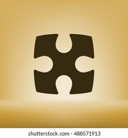 Flat paper cut style icon of puzzle part