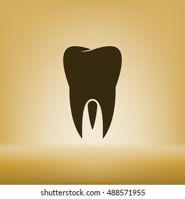 Flat paper cut style icon of tooth. Dentistry symbol icon vector illustration