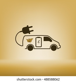 Flat paper cut style icon of an eco car. Vector illustration