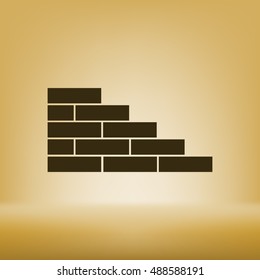 Flat paper cut style icon of brickwork fragment. Vector illustration