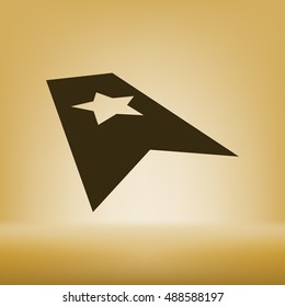 Flat paper cut style icon of web bookmark. Vector illustration