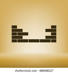 Flat paper cut style icon of brickwork fragment. Vector illustration