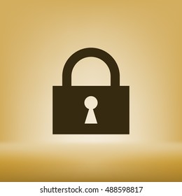 Flat paper cut style icon of a lock. Vector illustration