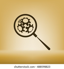 Flat paper cut style icon of magnifier. Vector illustration