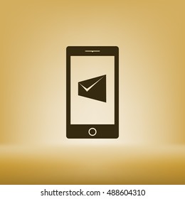 Flat paper cut style icon of Short Message. Vector illustration