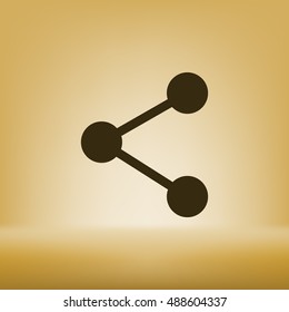 Flat paper cut style icon of share. Vector illustration