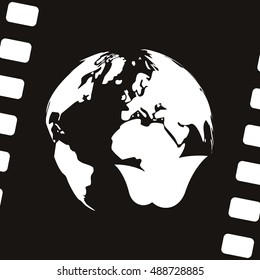 Flat paper cut style icon of eco planet. Vector illustration