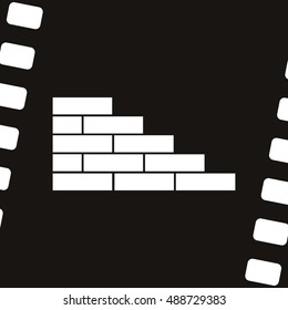 Flat paper cut style icon of brickwork fragment. Vector illustration