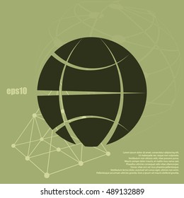 Flat paper cut style icon of globe. Vector illustration