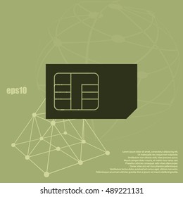 Flat paper cut style icon of a sim card. Vector illustration